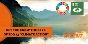 Lake and valley, natural resources that will suffer the most from climate change. Also, name of the article and logos of SDGs and SDG 13.