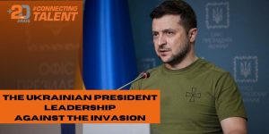 The Ukrainian president, Volodymyr Zelensky, gives a speech in the Presidential Palace of Kyiv.