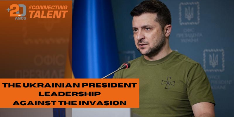 The Ukrainian president, Volodymyr Zelensky, gives a speech in the Presidential Palace of Kyiv.